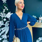 Dana Pleated Midi Dress Navy