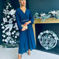 Dana Pleated Midi Dress Navy