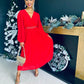 Dana Pleated Midi Dress Red