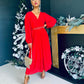 Dana Pleated Midi Dress Red