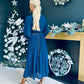 Dana Pleated Midi Dress Navy
