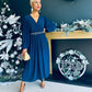 Dana Pleated Midi Dress Navy