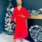 Dana Pleated Midi Dress Red