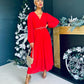 Dana Pleated Midi Dress Red