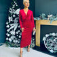 Ollie Knot Detail Velvet Dress Rouge