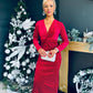 Ollie Knot Detail Velvet Dress Rouge