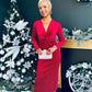 Ollie Knot Detail Velvet Dress Rouge