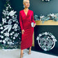 Ollie Knot Detail Velvet Dress Rouge