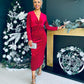 Ollie Knot Detail Velvet Dress Rouge