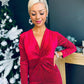 Ollie Knot Detail Velvet Dress Rouge