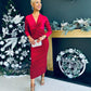 Ollie Knot Detail Velvet Dress Rouge
