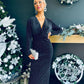 Ollie Knot Detail Velvet Dress Black