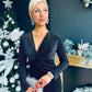 Ollie Knot Detail Velvet Dress Black