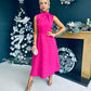 Kole Gathered Occasion Dress Magenta