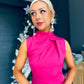 Kole Gathered Occasion Dress Magenta