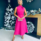 Kole Gathered Occasion Dress Magenta