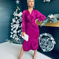 Cameron Knot & Feather Detail Dress Berry