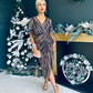 Isla Metallic Midi Dress Gold & Black