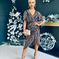 Isla Metallic Midi Dress Gold & Black