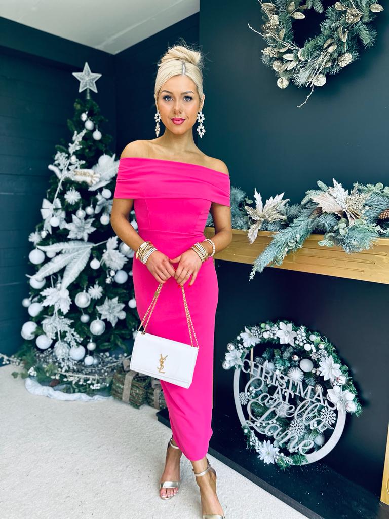Kim Bardot Occasion Dress Pink