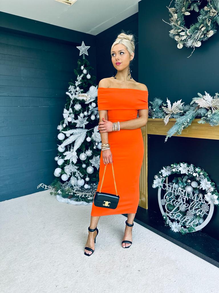 Kim Bardot Occasion Dress Amber