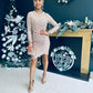 Bianca Ruched Sequin Mini Dress Taupe