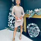 Bianca Ruched Sequin Mini Dress Taupe
