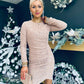 Bianca Ruched Sequin Mini Dress Taupe