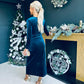 Rily Velvet Drape Detail Dress Topaz