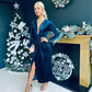 Rily Velvet Drape Detail Dress Topaz