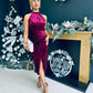 Alessa Velvet Halterneck Midi Dress Wine