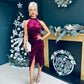 Alessa Velvet Halterneck Midi Dress Wine