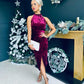 Alessa Velvet Halterneck Midi Dress Wine