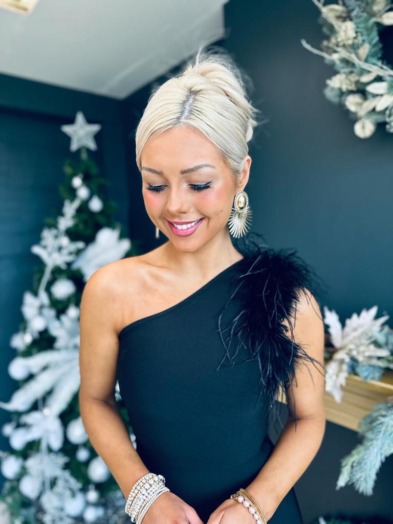 Danielle Shoulder Detail Midaxi Dress Black
