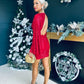 Hayden Sequin Drape Sleeve Mini Dress Rouge