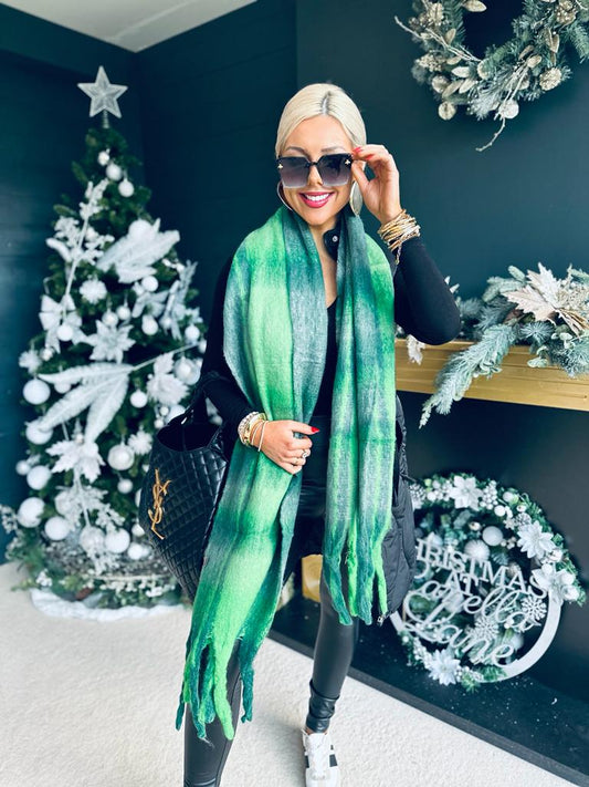 Lewis Chunky Check Scarf Green