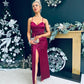 Aine Drape Detail Dress Wine