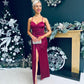Aine Drape Detail Dress Wine
