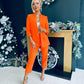 Harper Ruched Sleeve Suit Orange