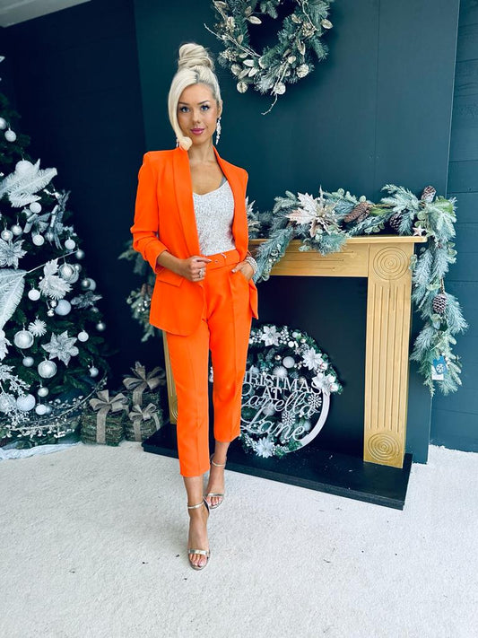 Harper Ruched Sleeve Suit Orannge