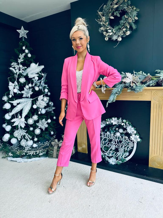 Harper Ruched Sleeve Suit Pink