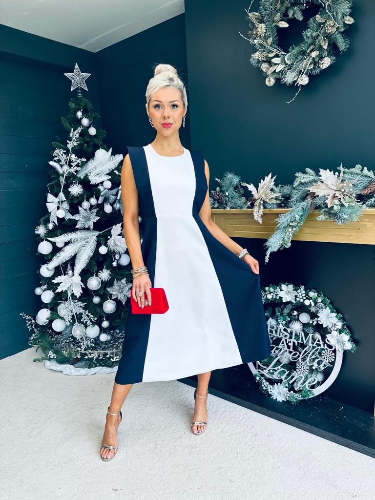 Tyra 2 Tone Occasion Dress Navy