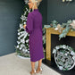 Tessa Wrap Long Sleeve Midi Dress Plum