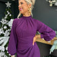 Tessa Wrap Long Sleeve Midi Dress Plum