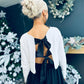 Fiah Bow Detail Sequin Top White