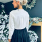 Fiah Bow Detail Sequin Top White