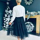 Fiah Bow Detail Sequin Top White