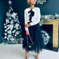 Fiah Bow Detail Sequin Top White