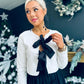 Fiah Bow Detail Sequin Top White
