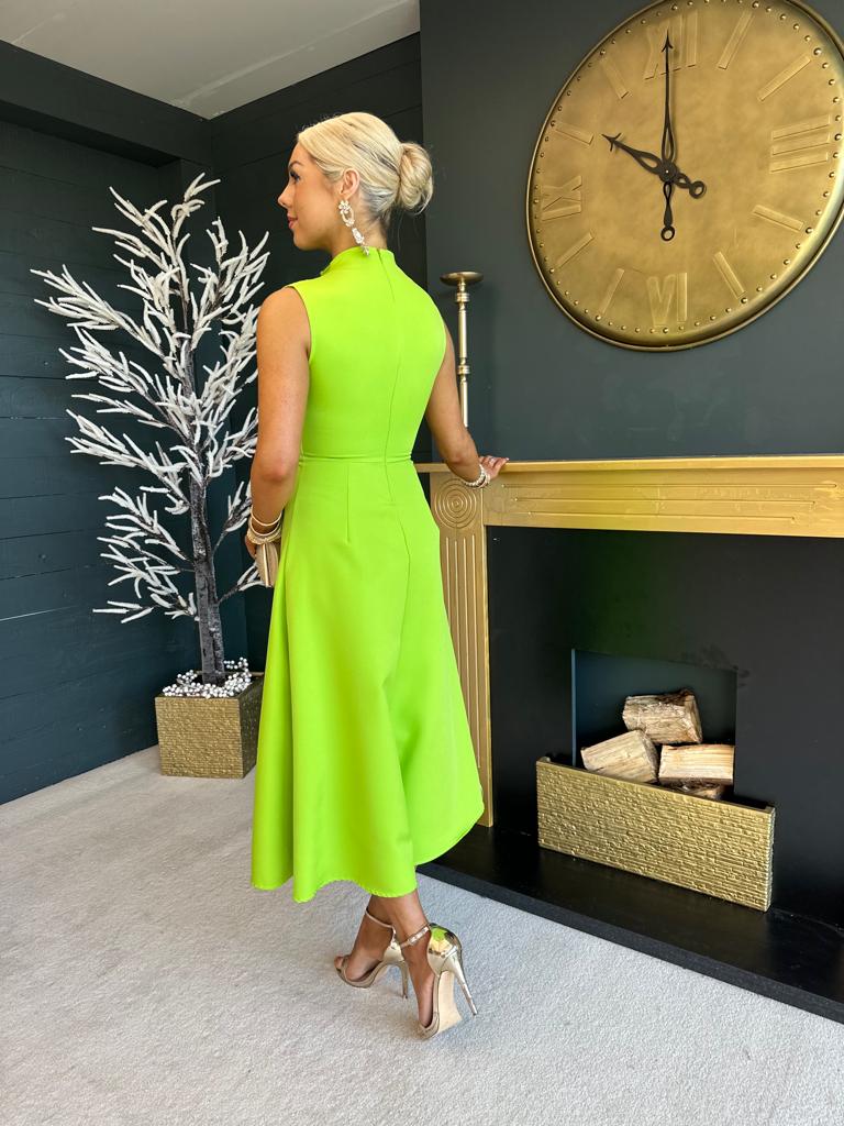 Kole Gathered Occasion Dress Apple Green